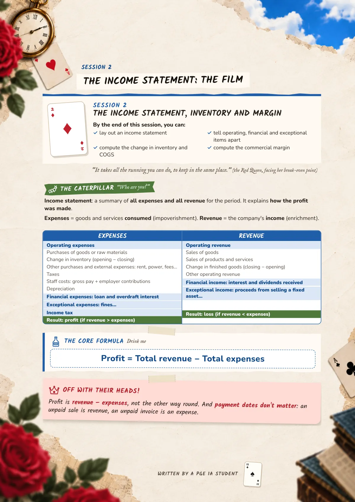 Page 11: The income statement: the film