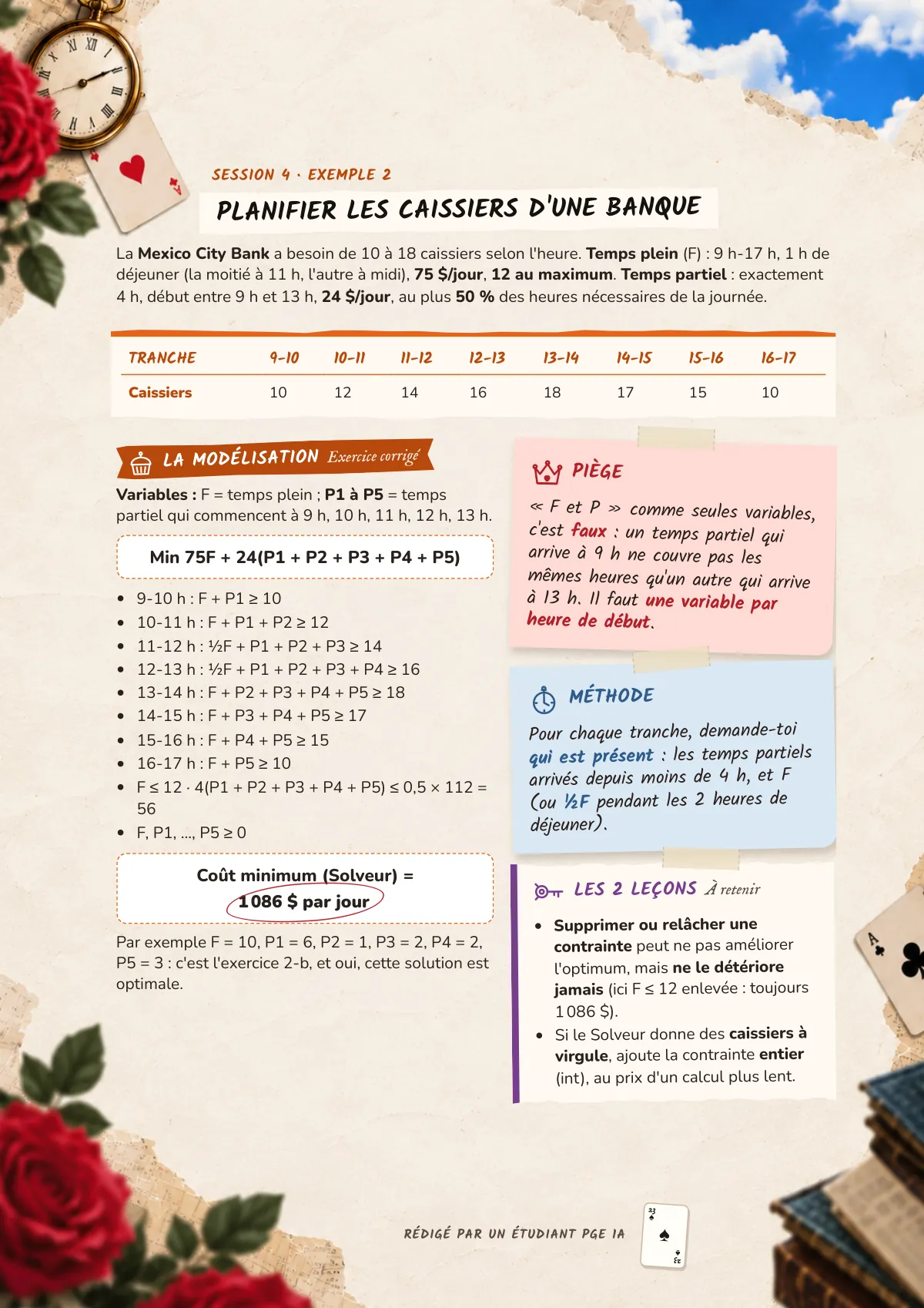 Page 23 : Planifier les caissiers d'une banque